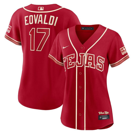 Women Texas Rangers #17 Nathan Eovaldi 2026 City Connect Stadium Jersey - Red