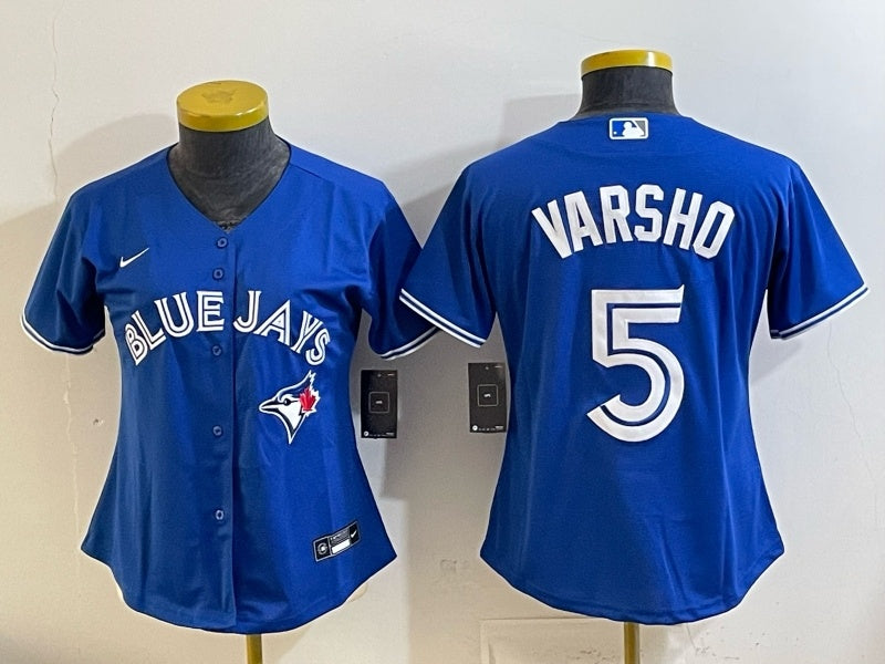 Women Toronto Blue Jays #5 Daulton Varsho Royal Cool Base Stitched Baseball Jersey Blue Jays Women Youth