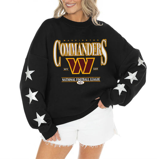 Women's Washington Commanders Gameday Couture Black Rhinestone Star Sleeve