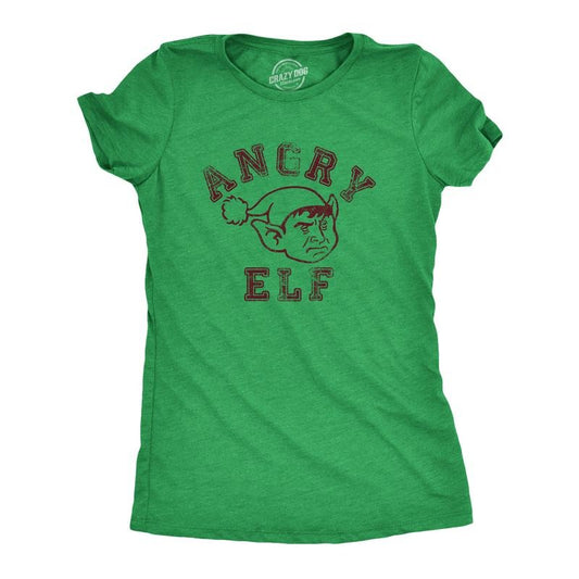 Womens Angry Elf T Shirt Funny Xmas Party Pissed Off Elves Santas Helpers Tee For Ladies Funny Womens T Shirts Cute Slimming Top Comfortable Soft Womenswear Christmas Tops for Women Funny Sarcastic Green -