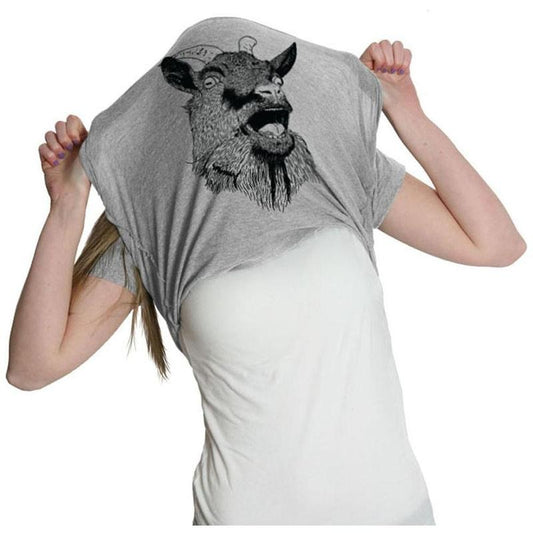 Womens Ask Me About My Goat Flip Up T Shirt Cute Farm Animal Slim Fit Tee Funny Womens T Shirts Cute Slimming Top Comfortable Soft Womenswear Flip Tops for Women Funny Animal Top Women's Novelty Tees Light Grey