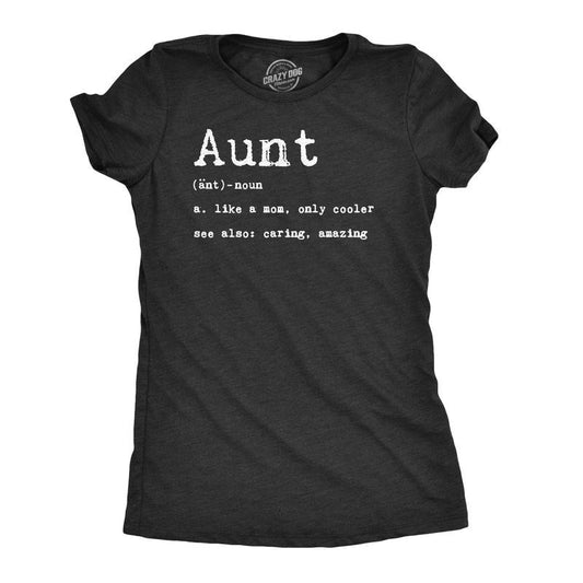 Womens Aunt Definition T shirt Funny Family Sister Gift for Auntie Graphic Tee Funny Womens T Shirts Cute Slimming Top Comfortable Soft Black