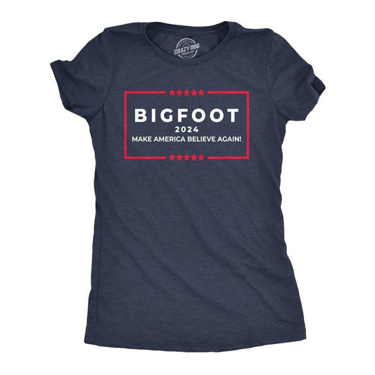 Womens Bigfoot 2024 Funny T Shirts Sarcastic Sasquatch Graphic Tee for Ladies Funny Womens T Shirts Cute Slimming Top Comfortable Soft Navy -