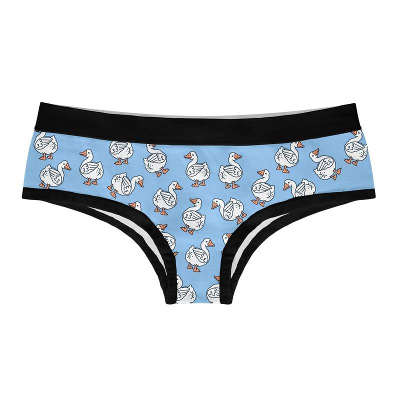 Womens Butt Quack Panties Funny Duck Joke Graphic Bikini Brief Underwear for Ladies Funny Underwear for Women Sarcastic  Funny Animal  Women's Novelty Panties Blue