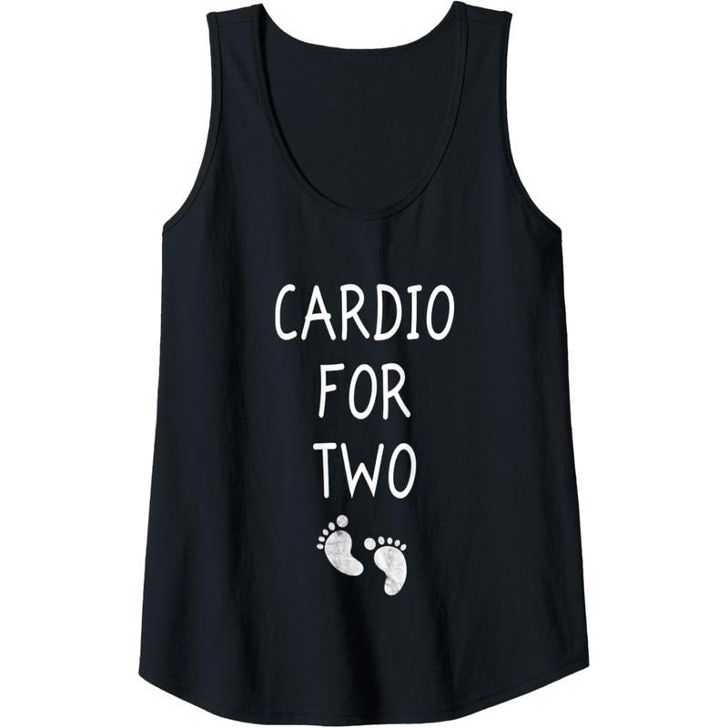 Womens Cardio For Two Funny Pregnancy Workout Shirts Pregnant Women Tank Top Made in USA