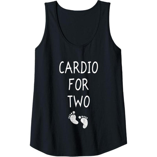 Womens Cardio For Two Funny Pregnancy Workout Shirts Pregnant Women Tank Top Made in USA