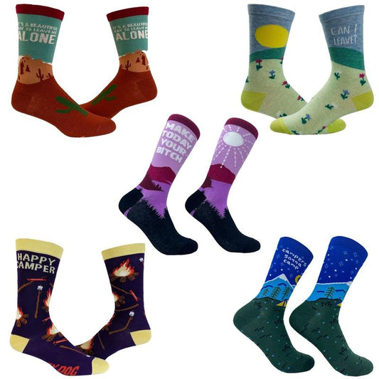 Womens Cute Nature Socks Bundle 5 Pack Socks With Funny Graphics for Ladies Funny Graphic Socks Comfortable Fitted Spandex Cotton