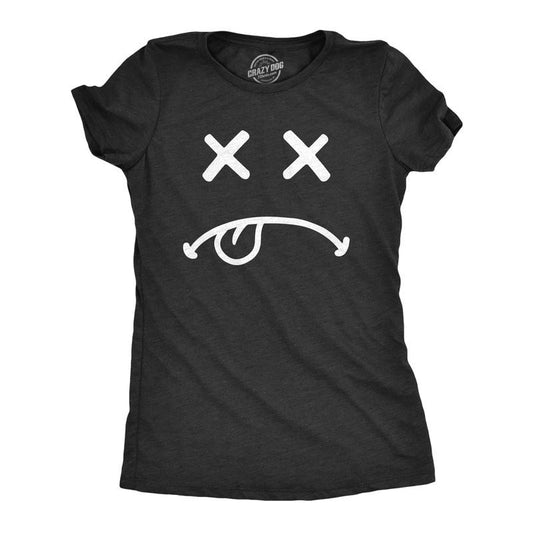 Womens Dead Eyes Smile T Shirt Funny Death Lifeless Smiling Face Joke Tee For Ladies Funny Womens T Shirts Cute Slimming Top Comfortable Soft Womenswear Funny Sarcastic T Shirt Women's Novelty T Black -