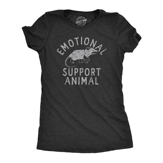 Womens Emotional Support Animal T Shirt Funny Mean Possum Joke Tee for Ladies Funny Womens T Shirts Cute Slimming Top Comfortable Soft Black -