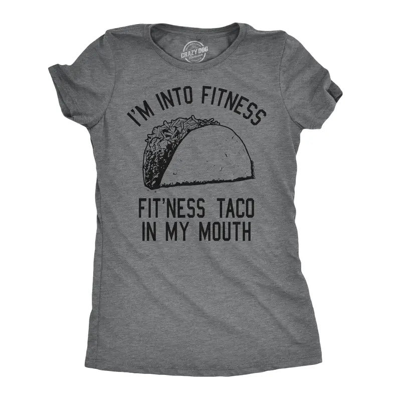 Womens Fitness Taco Funny Gym T Shirt Cool Humor Graphic Muscle Tee for Ladies Funny Womens T Shirts Cute Vintage Fashion T-Shirt Gift