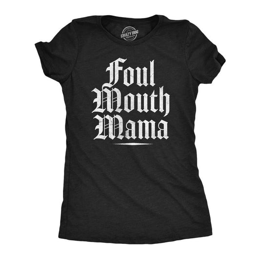 Womens Foul Mouth Mama T Shirt Funny Mothers Day Swearing Cussing Mom Tee For Ladies Funny Womens T Shirts Cute Slimming Top Comfortable Soft Womenswear Funny Sarcastic Top Women's Novelty Tees Black -