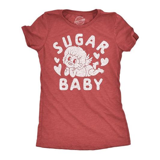 Womens Funny T Shirts Sugar Baby Valentines Day Novelty Cupid Tee For Ladies Funny Womens T Shirts Cute Slimming Top Comfortable Soft Womenswear Love Tops for Women Funny Sarcastic Top Women's Novelty Red -
