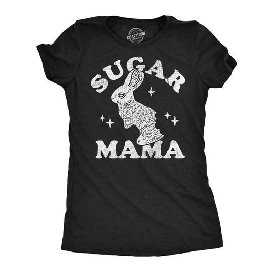 Womens Funny T Shirts Sugar Mama Sarcastic Easter Bunny Graphic Novelty Tee For Ladies Funny Womens T Shirts Cute Slimming Top Comfortable Soft Womenswear Easter Tops for Women Funny Sarcastic Top Black -