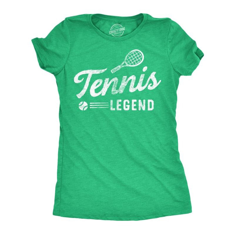 Womens Funny T Shirts Tennis Lengend Sarcastic Sports Graphic Tee For Ladies Funny Womens T Shirts Cute Slimming Top Comfortable Soft Womenswear Funny Sarcastic Top Women's Novelty Tees Green -