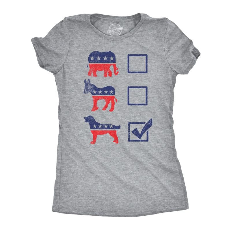 Womens Funny T Shirts Voting Ballot Dog Sarcastic Political Puppy Graphic Tee For Ladies Funny Womens T Shirts Cute Slimming Top Comfortable Soft Womenswear Political Tops for Women Funny Dog Top Light Grey
