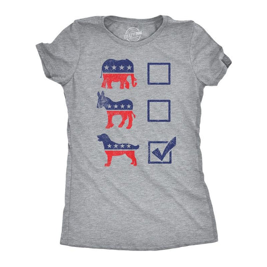 Womens Funny T Shirts Voting Ballot Dog Sarcastic Political Puppy Graphic Tee For Ladies Funny Womens T Shirts Cute Slimming Top Comfortable Soft Womenswear Political Tops for Women Funny Dog Top Light Grey