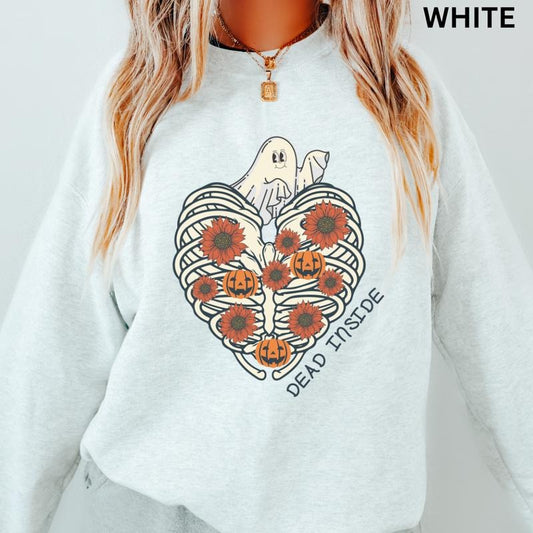 Womens Graphic Halloween Crewneck, Halloween Dead Inside Heart Sweatshirt, Spooky Season Graphic Oversized Halloween...