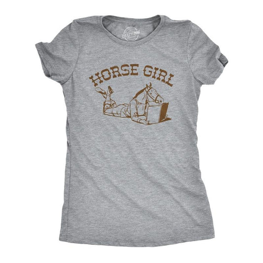 Womens Horse Girl T Shirt Funny Pony Riding Lovers Joke Tee for Ladies Funny Womens T Shirts Cute Slimming Top Comfortable Soft Womenswear Sarcastic Tops for Women Funny Animal Top Women's Novelty Light Grey