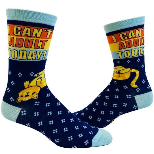 Womens I Can't Adult Today Socks Funny Sarcastic Cat Footwear for Ladies Funny Graphic Socks Comfortable Fitted Spandex Cotton
