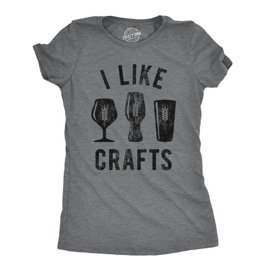 Womens I Like Crafts T shirt Funny Beer Lover Brewer Drinking Party for Her Tee Funny Womens T Shirts Cute Slimming Top Comfortable Dark Grey