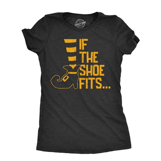 Womens If The Shoe Fits T Shirt Funny Halloween Witch Feet Salem Joke Tee For Ladies Funny Womens T Shirts Cute Slimming Top Comfortable Soft Womenswear Halloween Tops for Women Funny Sarcastic Top Black -