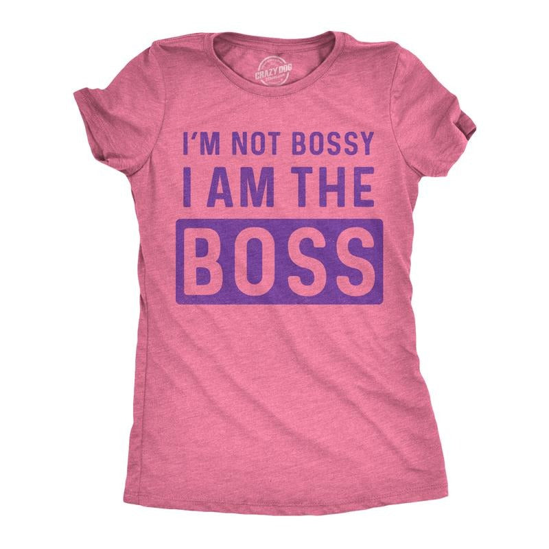Womens Im Not Bossy I Am The Boss T shirt Funny Sarcastic Girl Power Tee Ladies Funny Womens T Shirts Cute Slimming Top Comfortable Soft Womenswear Sarcastic Tops for Women Funny Office Top Women's Pink