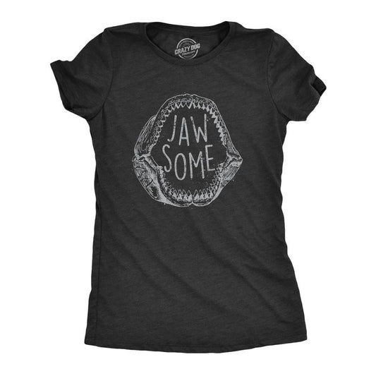 Womens Jaw Some T Shirt Funny Sarcastic Awesome Shark Jaws Teeth Graphic Tee For Ladies Funny Womens T Shirts Cute Slimming Top Comfortable Soft Womenswear Shark Tops for Women Funny Animal Top Black -