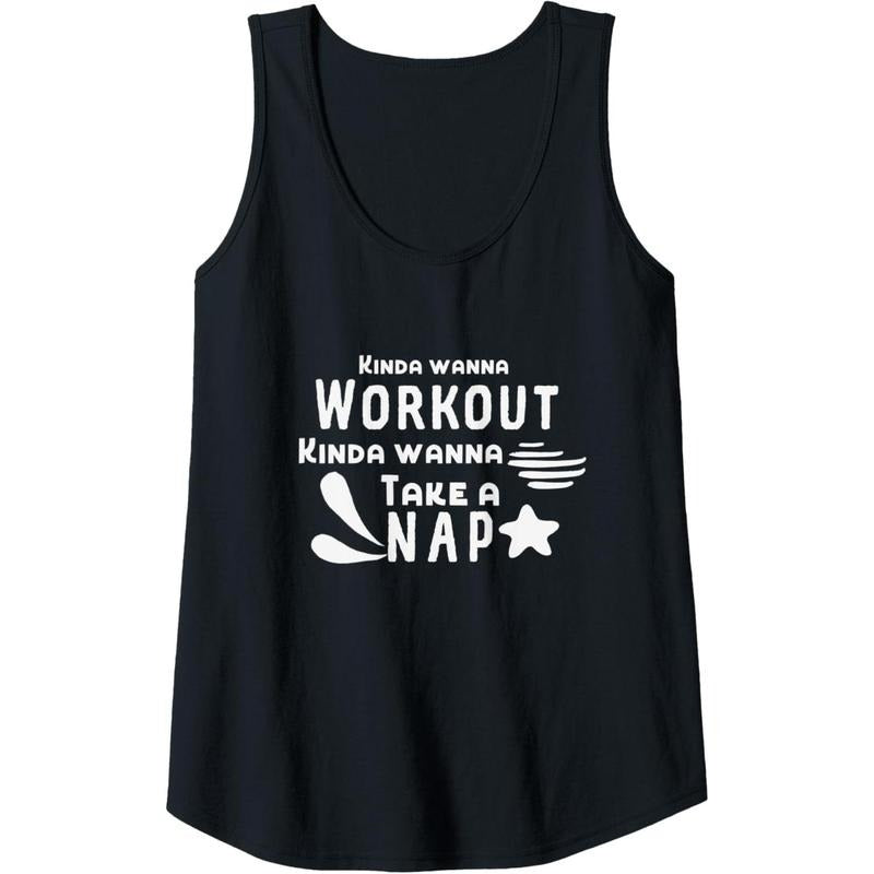 Womens Kinda Wanna Workout Kinda Wanna Take a Nap Funny Gym Tank Top MADE IN USA