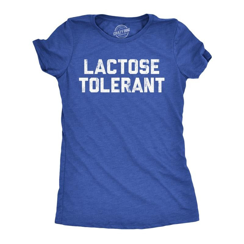 Womens Lactose Tolerant T Shirt Funny Cheesy Dairy Lovers Joke Tee for Ladies Funny Womens T Shirts Cute Slimming Top Comfortable Soft Womenswear Sarcastic Tops for Women Funny Food Top Women's Royal -