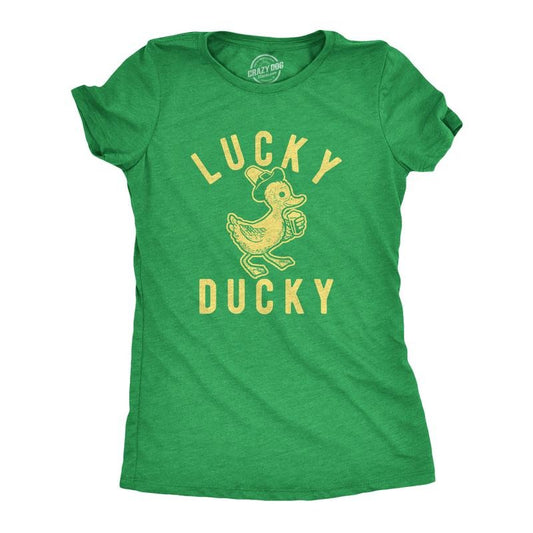 Womens Lucky Ducky T Shirt Funny Cute Vintage Novelty Bird Spring Tee For Ladies Funny Womens T Shirts Cute Slimming Top...