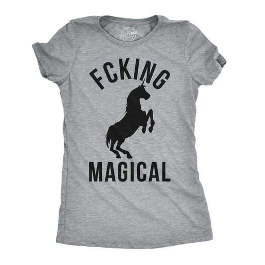 Womens Magical Funny T shirt Unicorn Vintage Tee Cool Cute 90s Novelty T shirt Funny Womens T Shirts Cute Slimming Top Comfortable Soft Womenswear Vintage Tops for Women Funny Unicorn Top Women's Light Grey