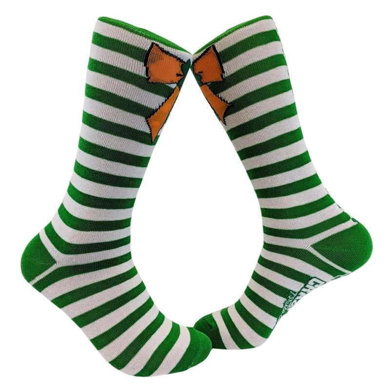 Womens Orange Bow Green Stripe Socks Saint Patricks Day Cute Novelty Fun Patty Feet Funny Graphic Socks Comfortable...