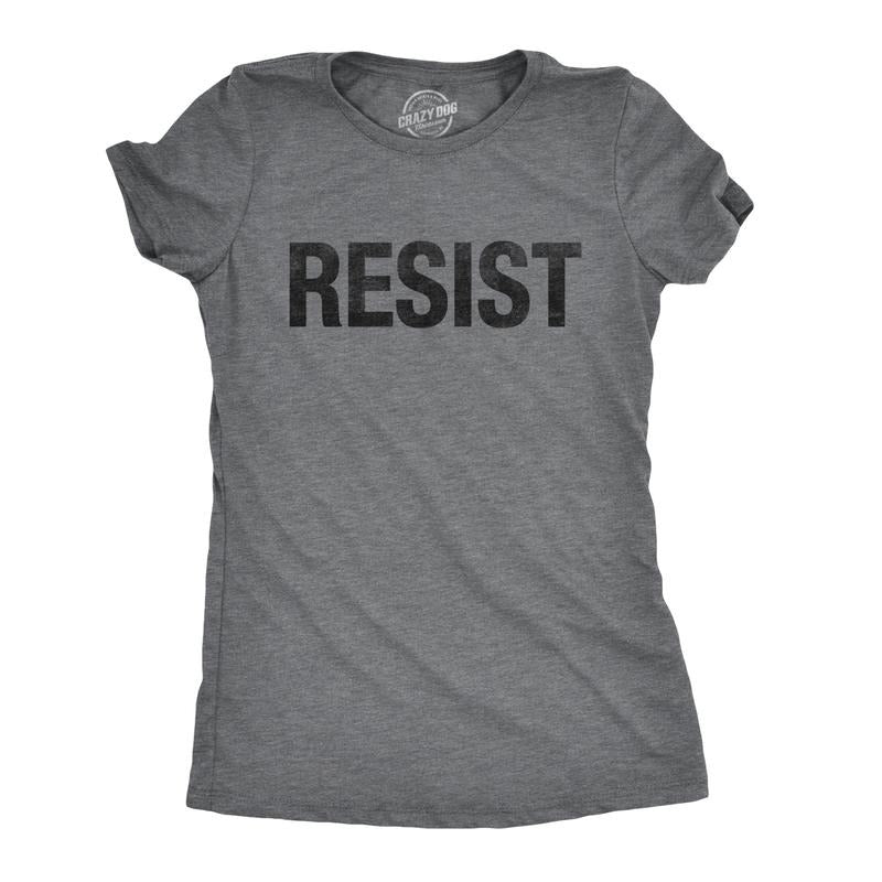 Womens Resist T Shirts Political Anti Authority Protest Tees Rebel Rally March Tee Funny Womens T Shirts Cute Slimming Top Comfortable