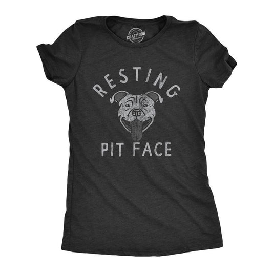 Womens Resting Pit Face T Shirt Funny Cute Pitbull Lovers Tee for Ladies Funny Womens T Shirts Cute Slimming Top Comfortable Soft Black