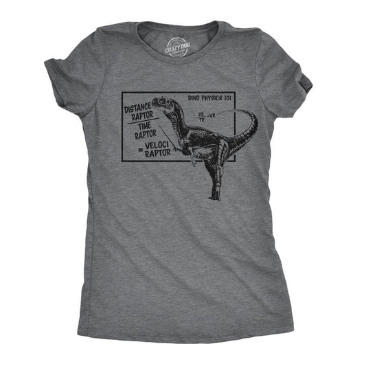 Womens Velociraptor T shirt Cute Funny Dinosaur Cool Graphic Tee For Ladies Funny Womens T Shirts Cute Slimming Top Comfortable Soft Womenswear Science Tops for Women Funny Dinosaur Top Women's Dark Grey