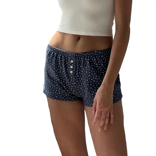 Womens Y2K Pajama Shorts Cute Boyshorts Low Waist Striped Boxer Shorts Lounge Floral Pj Shorts Bottoms Comfy Sleep Shorts Party Streetwear