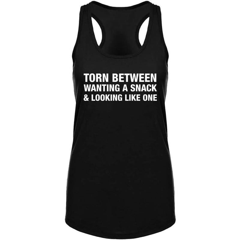 Workout Tank Tops for Women-Torn Between Womens Funny Saying Fitness Gym Racerback Sleeveless Shirts Made in USA