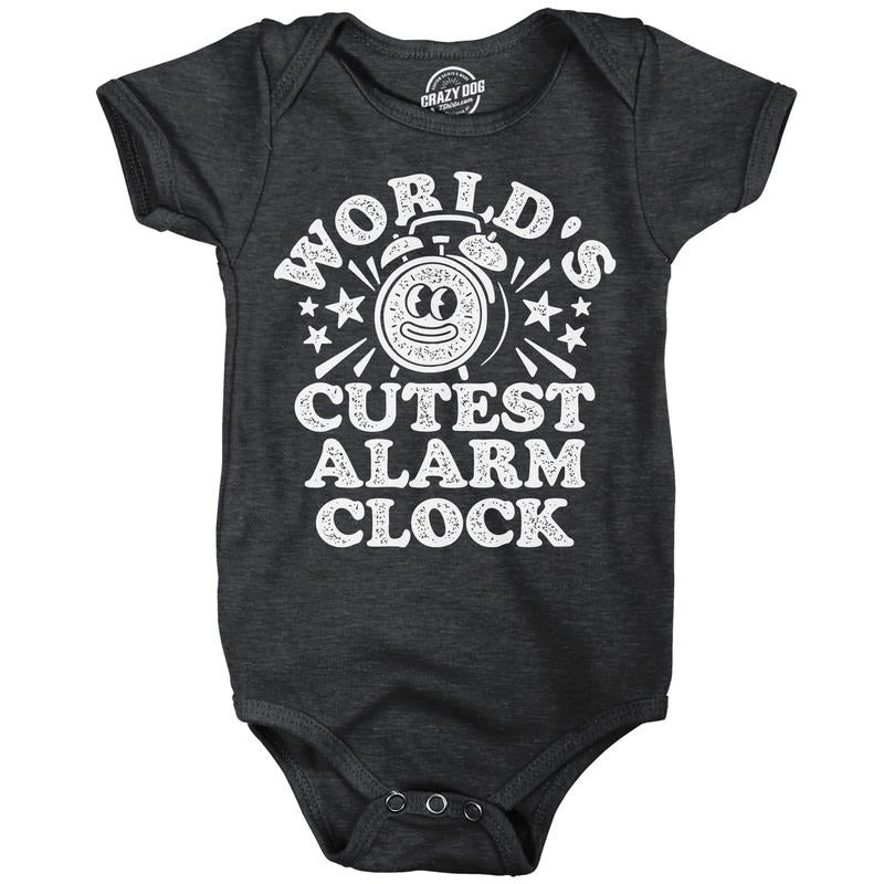 Worlds Cutest Alarm Clock Baby Bodysuit Funny Sarcastic Graphic Novelty Jumper For Infants Funny Baby Onesies Funny Sarcastic Onesie Novelty Onesie Black -
