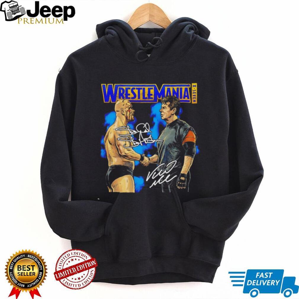WrestleMania X Seven Stone Cold Steve Austin vs Vince McMahon Signed T Shirt