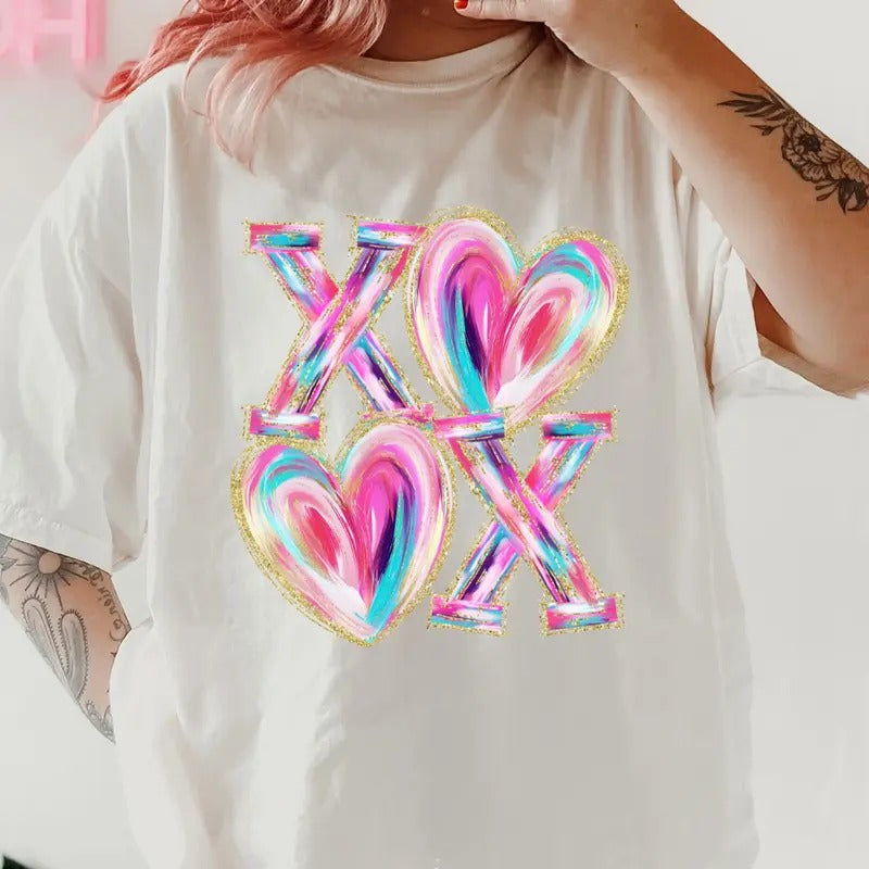 XOXO Brushstroke Shirt ~ Unisex Apparel Relaxed Fit Printed In The USA Clothing Womenswear Casual Comfort Cotton Top Athletic Boho Chic