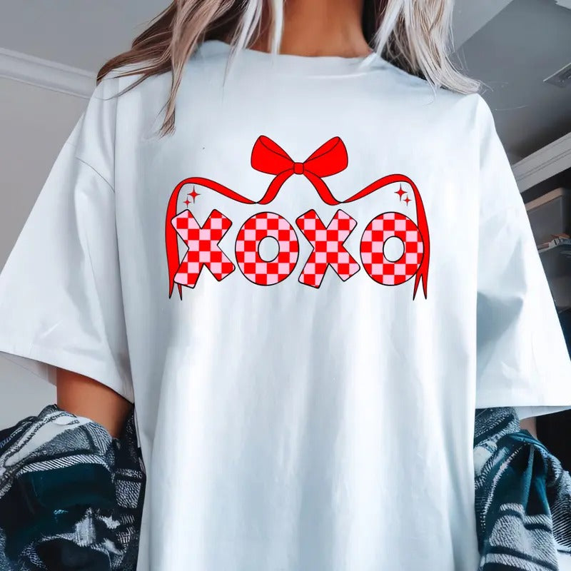 XOXO Coquette Bow New Shirt~ Unisex Apparel Relaxed Fit Printed In The USA Clothing Womenswear Casual Comfort Cotton Top Athletic Boho Chic