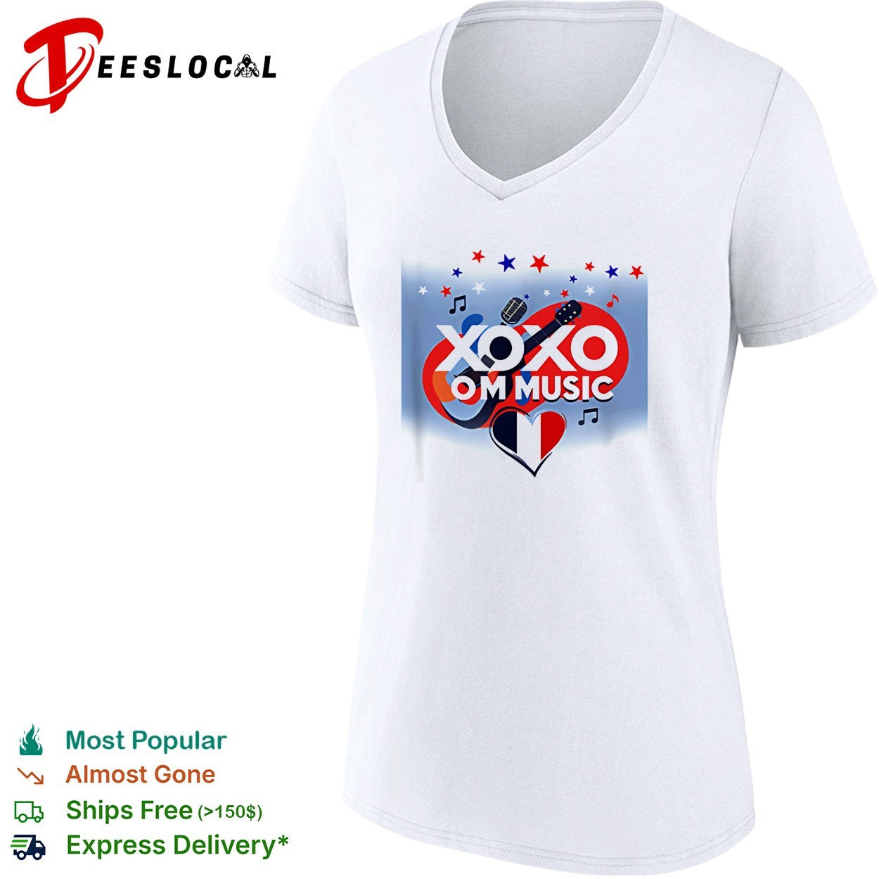 XOXO OM Music France heart guitar shirt