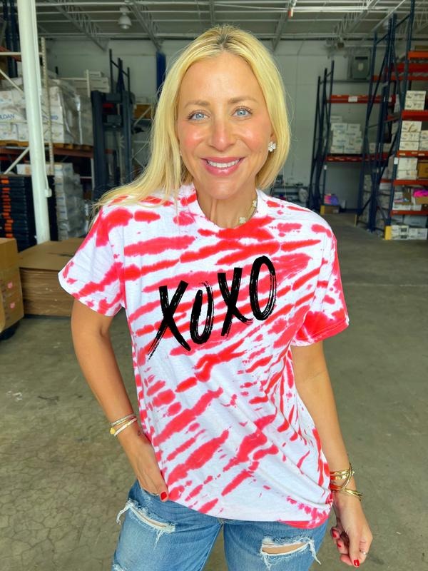 XOXO Red Zebra Tie-Dye Tee Hoodie, Sweatshirt | WearSparks.com