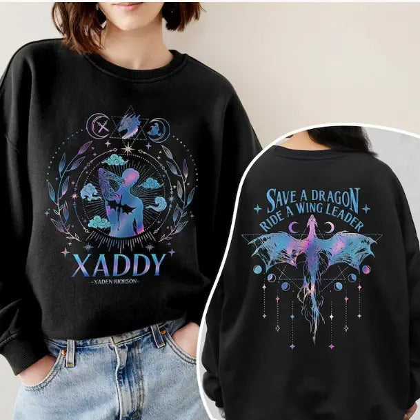 Xaden Riorson Trendy Xaddy Sweatshirt - Unisex Loose Fit Crew Neck - 50% Cotton & 50% Polyester - Machine Washable - Winter Style - Pullover, Fabric