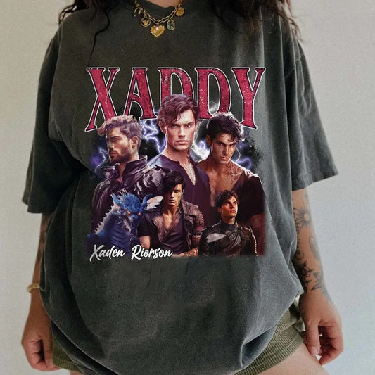 Xaden Riorson Xaddy Fourth Wings Comfort Colors Unisex Tshirt For Men- For Women, Iron Flame 90s Retro Book Fantasy Bootleg Shirt, Style Cotton Top