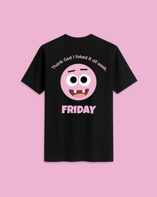 Xpre88ion Friday Tee Black Graphic Man Top Casual Funny Tshirt