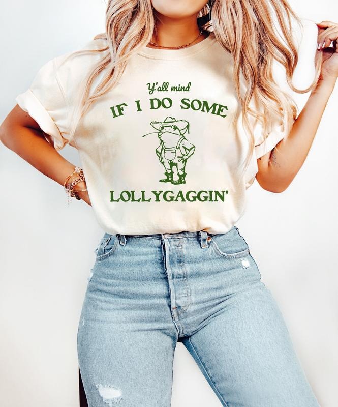 Y'all Mind If I Do Some Lollygagging Shirt, Funny Frog Meme Shirt, Cowboy Frog, Funny Western Shirt, Frog Tee, Funny Sayings Shirt, 90s Graphic Shirt