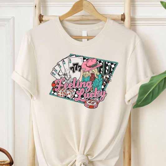 Y2K 90's Cowgirl Sweatshirt, Ace Card Cowboy Sweatshirt, Feeling Lucky Western Shirt, Poker Card Shirt, Country Girl Shirt,777 Tee for Women