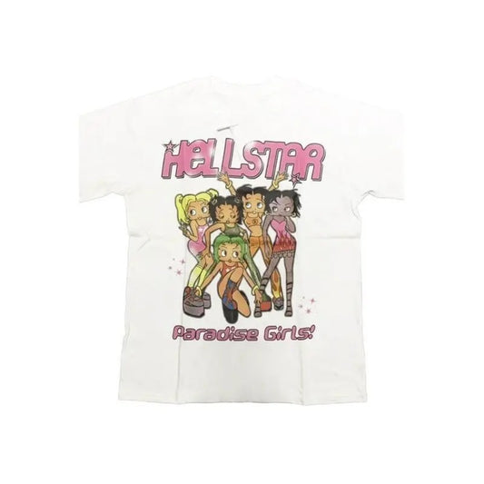 Y2K Aesthetic Hellstar Paradise Girls T-Shirt Unisex Menswear Top Underwear Tshirt Streetwear Man Tropical Crewneck Shortsleeve Round Neck Casual