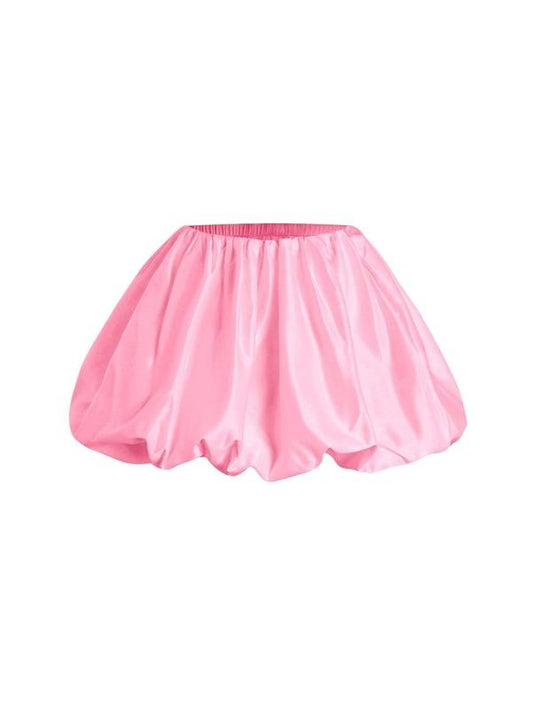 Y2K Bubble Mini Skirt Low Waist Ruffle Short Hem A Line Pleated Balloon Skirt Bloomers